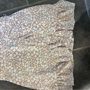 Floral Ruffle Skirt in Beige and White